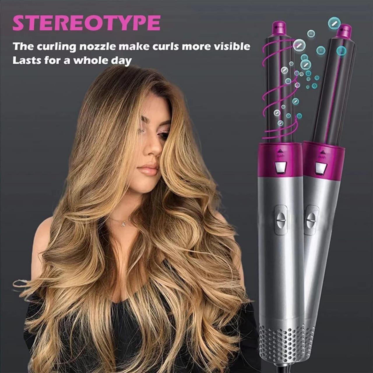 Salon like hair 5-in-1 Hot Air Comb – Auto Suction Curler & Styling Kit for All Hair Types