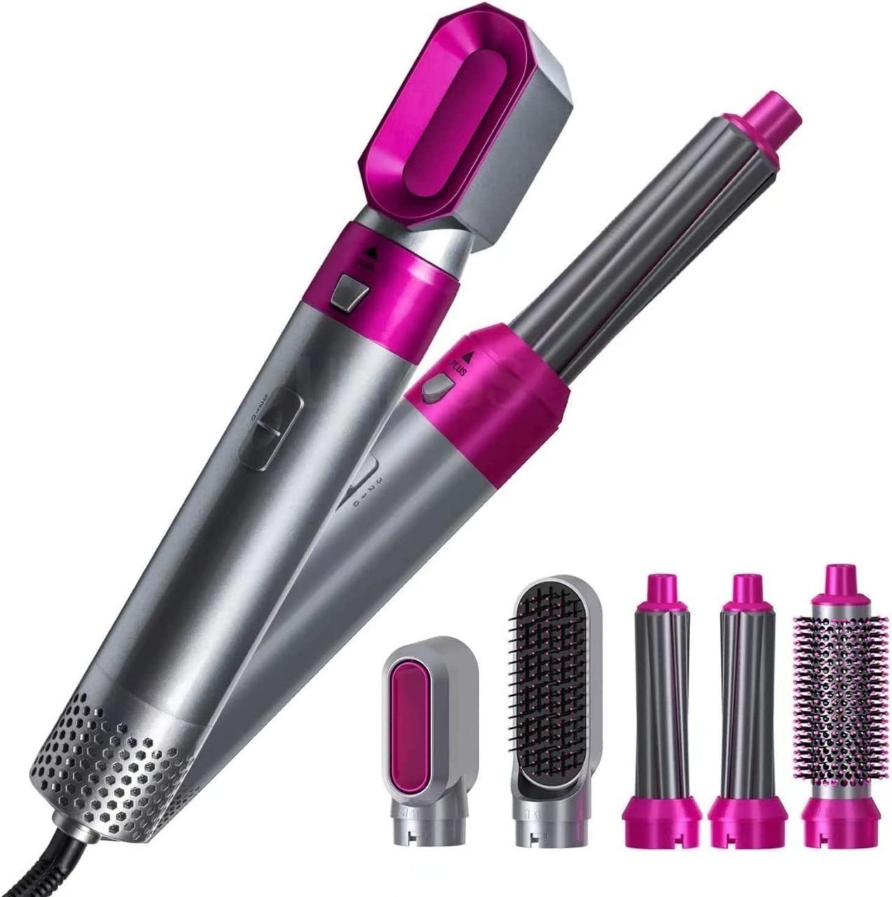 Salon like hair 5-in-1 Hot Air Comb – Auto Suction Curler & Styling Kit for All Hair Types