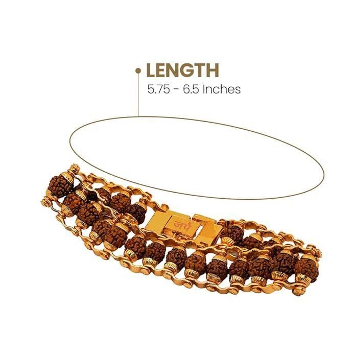 Elegant Paanch Mukhi Rudraksha Bracelet – Genuine Beads with Gold Plating