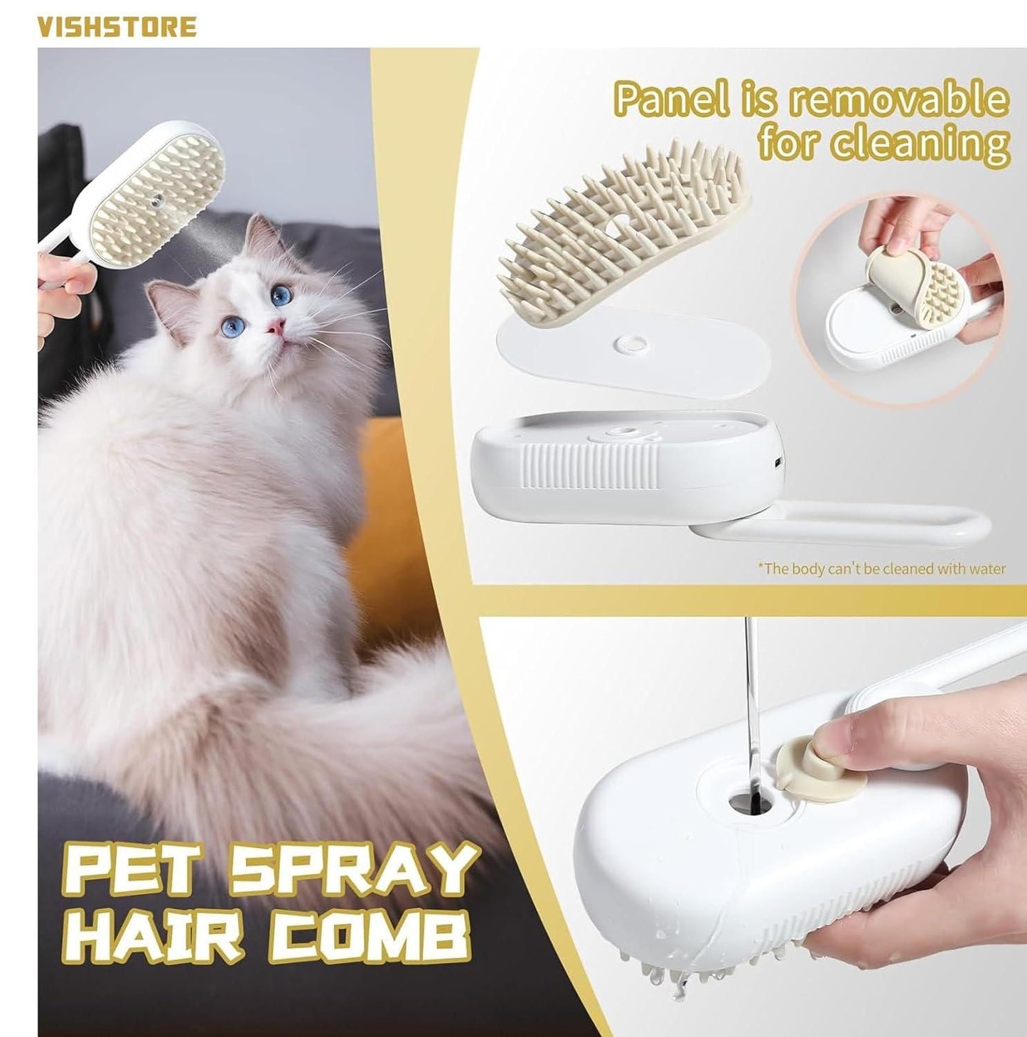 Gentle Steam Brush for Dogs & Cats – Easy Grooming & Deep Clean
