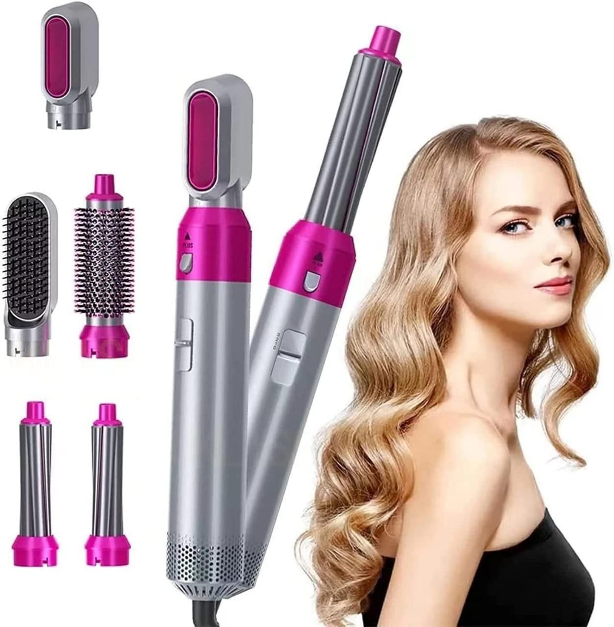 Salon like hair 5-in-1 Hot Air Comb – Auto Suction Curler & Styling Kit for All Hair Types