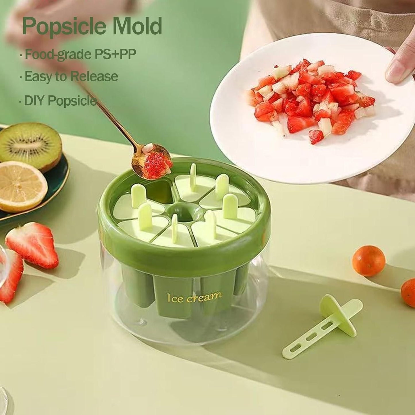 “Reusable DIY 8-Piece Ice Pop Mould Set – Make Healthy Homemade Frozen Treats”