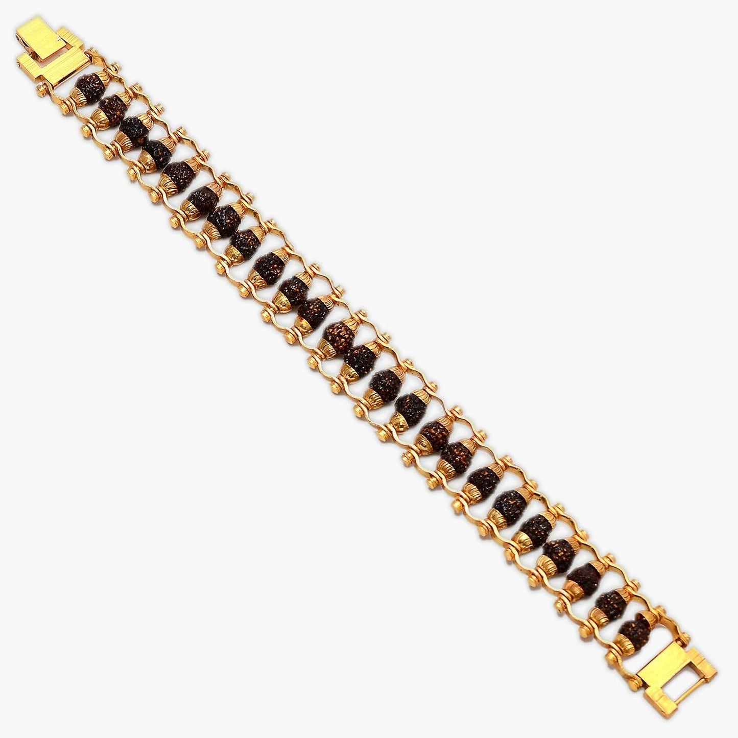 Elegant Paanch Mukhi Rudraksha Bracelet – Genuine Beads with Gold Plating
