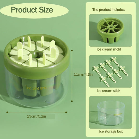 “Reusable DIY 8-Piece Ice Pop Mould Set – Make Healthy Homemade Frozen Treats”